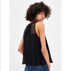 Black Zara Pleated Tie Top